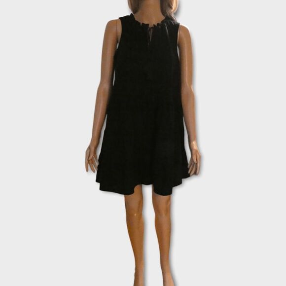 Max Studio Black Ruffle Tassel Mini Dress S Soft Goth Romantic Grunge Minimalist - Picture 2 of 9